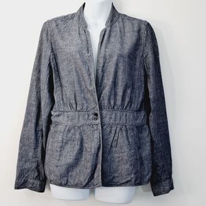 Eileen Fisher 100% Cotton Lightweight Chambray 2 Button Top